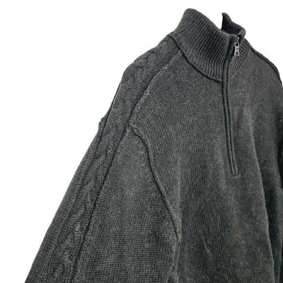 Banana Republic Sweater Men's Size XXL Wool Alpaca 1/2 Zip Olive Green Preppy - Picture 3 of 7